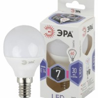 Лампа СДЛ ЭРА STD LED P45-7Вт-860-E14 E14 7Вт шар холодный дневной свет