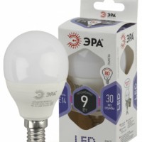 Лампа СДЛ ЭРА STD LED P45-9Вт-860-E14 E14 9Вт шар холодный дневной свет
