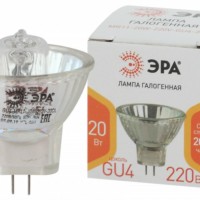 Лампочка галогенная ЭРА GU4-MR11-20W-220V-30CL GU4 20Вт софит теплый белый свет
