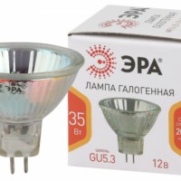 Лампочка галогенная ЭРА GU5.3-MR16-35W-12V-CL GU5.3 35Вт софит теплый белый свет