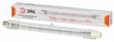 Лампочка галогенная ЭРА J118-500W-R7s-230V R7s 500Вт трубка теплый белый свет