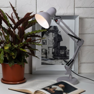 Настольный светильник ЭРА N-214-E27-40W-GY Е27 с основанием серый