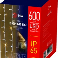 Светодиодная новогодняя гирлянда ЭРА ERAPS-SK1 занавес 2×3 м тёплый белый свет 600 LED