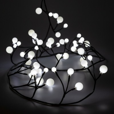 Светодиодная новогодняя гирлянда ЭРА ЕNIG – 24 Жемчужная ветвь, нить, 2,4 м, холодный свет, 72 LED
