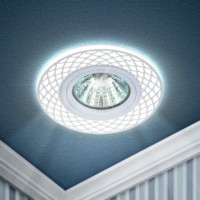 DK LD40 WH/WH /1 Светильник ЭРА декор cо светодиодной подсветкой MR16, белый/белый