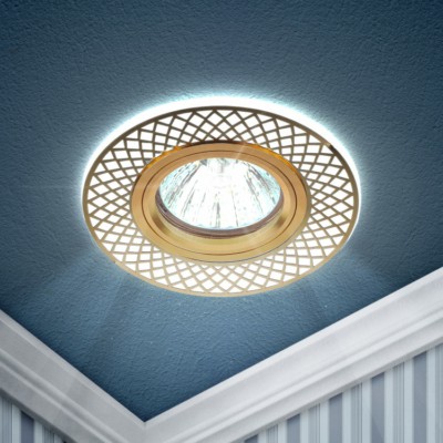 DK LD42 WH/GD Светильник ЭРА декор cо светодиодной подсветкой MR16, белый/золото