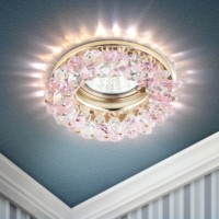 DK16 GD/WH/PK Светильник ЭРА декор “круглый с мелкими хрусталиками” золото/прозрачный розовый