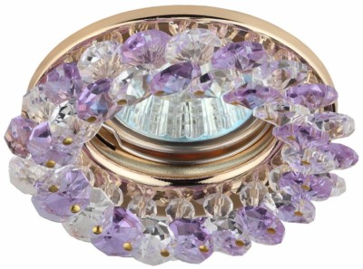 DK16 GD/WH/PU Светильник ЭРА декор “круглый с мелкими хрусталиками” золото/прозрачный фиолетовый