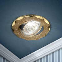 DK17 GD/SH YL Светильник ЭРА декор “звезда со стеклянной крошкой” MR16,12V/220V, 50W, золото/золото