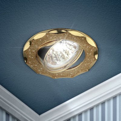 DK17 GD/SH YL Светильник ЭРА декор “звезда со стеклянной крошкой” MR16,12V/220V, 50W, золото/золото