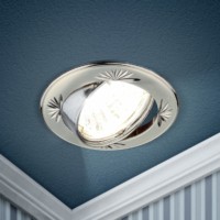 KL3A PS/N Светильник ЭРА литой круг.пов. с гравировкой MR16,12V/220V, 50W перламутровое серебро/нике