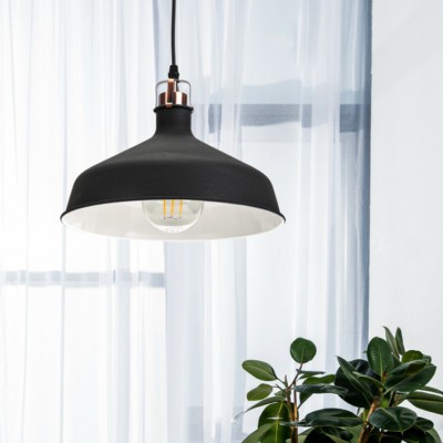 PL2 BK/RC Подвес ЭРА металл, E27, max 60W, d300 мм, шагрень черный/медь