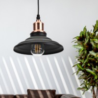 PL4 BK/RC Подвес ЭРА металл, E27, max 60W, d203 мм, шагрень черный/медь