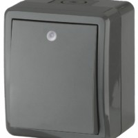 Выключатель 1кл. с инд. IP54 10АХ-250В ОП Эксперт серый Эра 11-1402-03