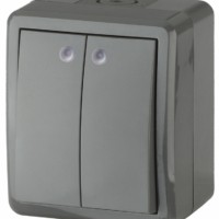 Выключатель 2кл. с инд. IP54 10АХ-250В ОП Эксперт серый Эра 11-1405-03