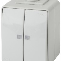 Выключатель 2кл. с инд. IP65 10АХ-250В ОП Эксперт серый Эра 11-1605-03
