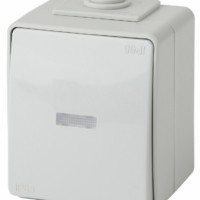 11-1610-03 ЭРА Переключатель с подсветкой IP65, 10АХ-250В, ОУ, Эра Эксперт, серый