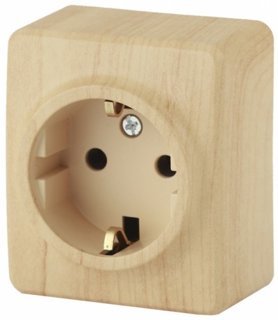 11-2204-11 Розетка 2P+E Schuko со шторками 16A-250В IP20 ОП Эра Эксперт сосна