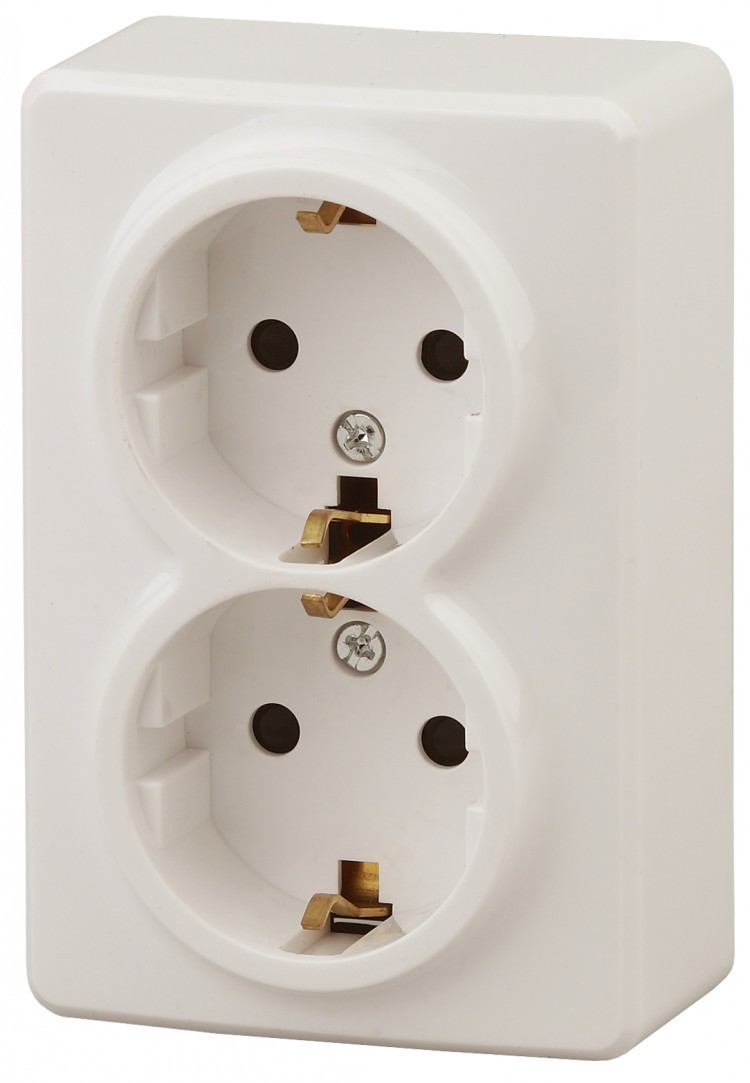 11-2205-02 Розетка 2х2P+E Schuko 16A-250В IP20 ОП Эра Эксперт сл.кость