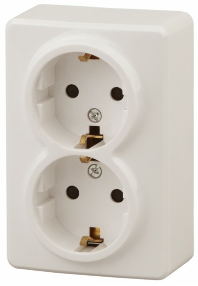 11-2206-02 Розетка 2х2P+E Schuko со шторками 16A-250В IP20 ОП Эра Эксперт сл.кость (12/120/