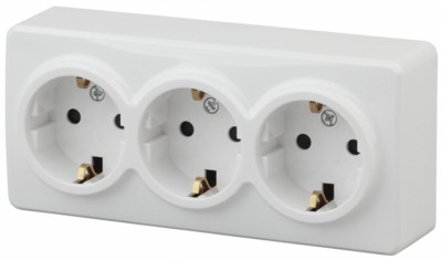11-2208-01 Розетка 3х2P+E Schuko 16A-250В IP20 ОП Эра Эксперт белый