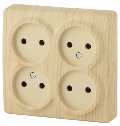 11-2210-11 Розетка 4х2P 16A-250В IP20 ОП Эра Эксперт сосна