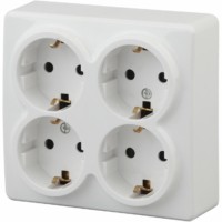 11-2211-01 Розетка 4х2P+E Schuko со шторками 16A-250В IP20 ОП Эра Эксперт белый