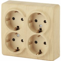11-2211-11 Розетка 4х2P+E Schuko со шторками 16A-250В IP20 ОП Эра Эксперт сосна