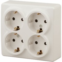 11-2211-02 Розетка 4х2P+E Schuko со шторками 16A-250В IP20 ОП Эра Эксперт сл.кость