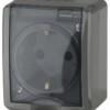 11-2402-03 Розетка 2P+E IP54 шторки 16A-250В ОП серый