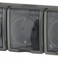 11-2406-03 Розетка 3х2P+E IP54 шторки 16A-250В ОП серый