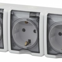 11-2406-01 Розетка 3х2P+E IP54 шторки 16A-250В ОП белый