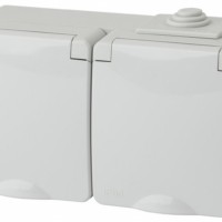 11-2603-03 Розетка 2х2P+E гориз. IP65 16A-250В ОП серый