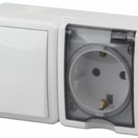 Блок ОП розетка+выключатель IP54 16A(10AX)-250В Эксперт белый