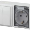 Блок ОП розетка+выключатель 2кл. IP54 16A(10AX)-250В Эксперт белый