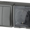 Блок ОП розетка+выключатель 2кл. IP54 16A(10AX)-250В Эксперт серый