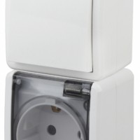 11-7407-01 Блок розетка+выкл. верт. IP54 16A(10AX)-250В ОП Эра Эксперт белый