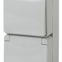 11-7607-03 Блок розетка+выкл. верт. IP65 16A(10AX)-250В ОП Эра Эксперт серый