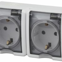 11А-2404-01 Розетка 2х2P+E IP54 шторки 16A-250В ОП Эра Эксперт Al+Cu белый