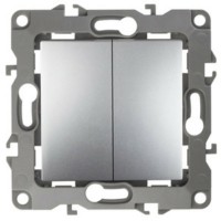 Выключатель 2кл. 10АХ-250В IP20 механизм 12 алюминий Эра 12-1004-03
