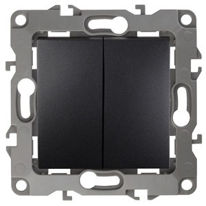 Выключатель 2кл. 10АХ-250В IP20 механизм 12 антрацит Эра 12-1004-05