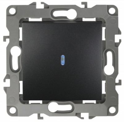 Выключатель 1кл. с инд. 10АХ-250В IP20 механизм 12 антрацит Эра 12-1102-05