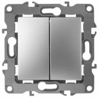 Выключатель 2кл. 10АХ-250В IP20 механизм 12 алюминий Эра 12-1104-03