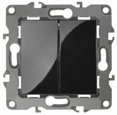 Выключатель 2кл. 10АХ-250В IP20 механизм 12 чёрный Эра 12-1104-06