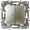 Выключатель 2кл. с инд. 10АХ-250В IP20 механизм 12 шампань Эра 12-1105-04