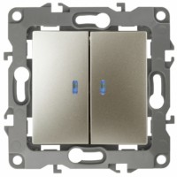 Выключатель 2кл. с инд. 10АХ-250В IP20 механизм 12 шампань Эра 12-1105-04
