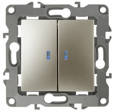 Выключатель 2кл. с инд. 10АХ-250В IP20 механизм 12 шампань Эра 12-1105-04