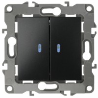 Выключатель 2кл. с инд. 10АХ-250В IP20 механизм 12 антрацит Эра 12-1105-05
