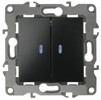 Выключатель 2кл. с инд. 10АХ-250В IP20 механизм 12 антрацит Эра 12-1105-05