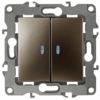 Выключатель 2кл. с инд. 10АХ-250В IP20 механизм 12 бронза Эра 12-1105-13